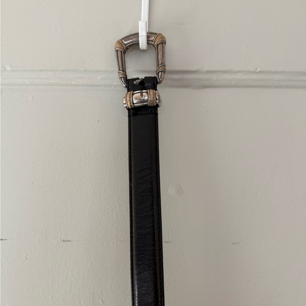 Vintage black belt with two toned hardware